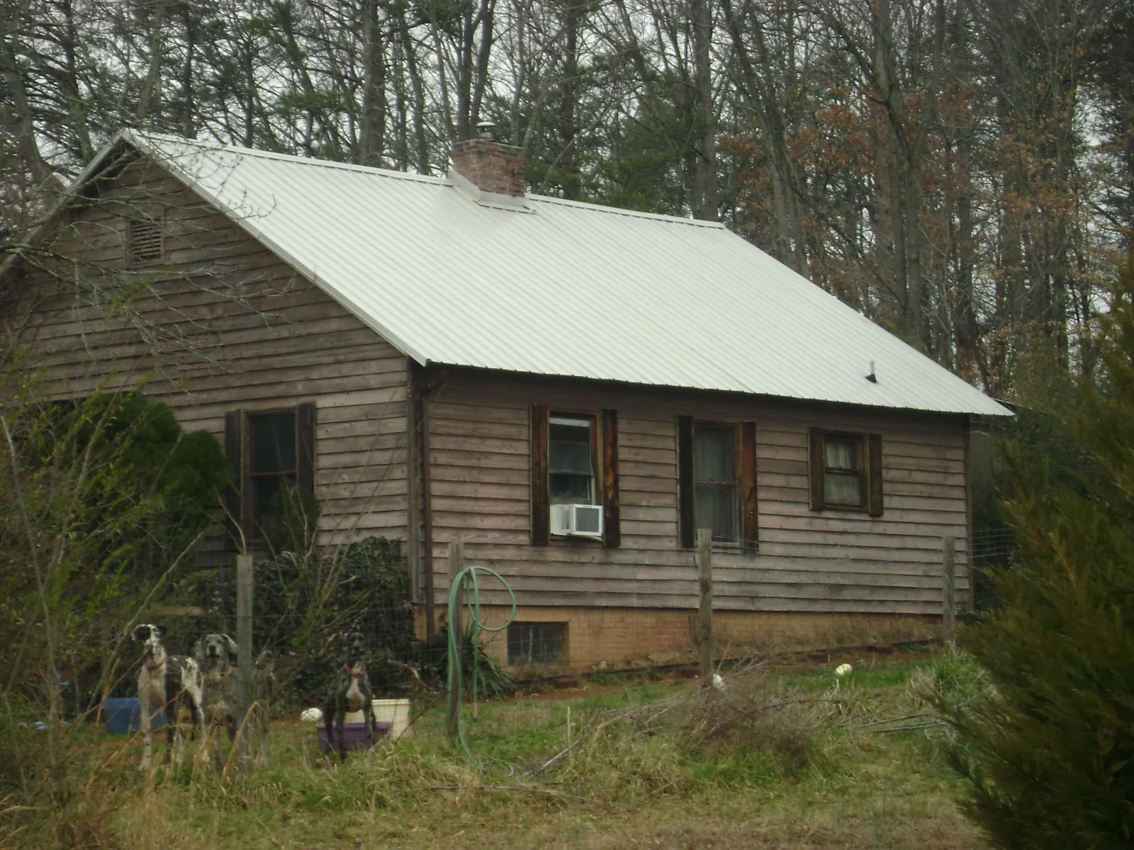 White metal roof on an old wood sided farmhouse, from a Metal Roof Installation job in Woolford